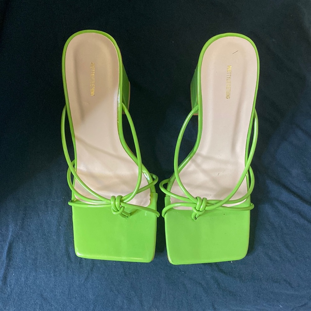 Green block heels